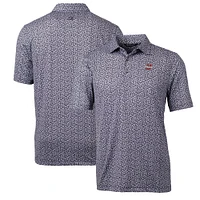 Men's Cutter & Buck  Black UMass Minutemen Pike Magnolia Print Stretch Polo