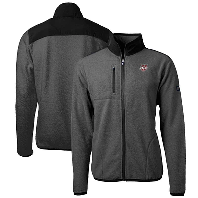 Men's Cutter & Buck  Charcoal UMass Minutemen Cascade Eco Sherpa Fleece Full-Zip Jacket