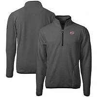 Men's Cutter & Buck  Charcoal UMass Minutemen Cascade Eco Sherpa Fleece Quarter-Zip Pullover Jacket