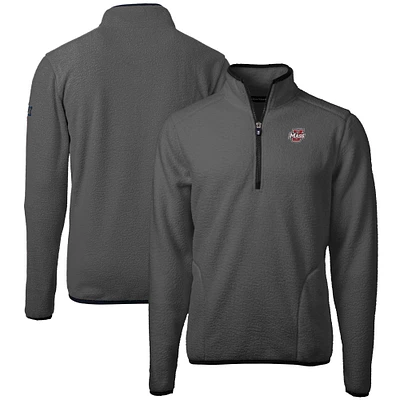 Men's Cutter & Buck  Charcoal UMass Minutemen Cascade Eco Sherpa Fleece Quarter-Zip Pullover Jacket