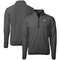 Men's Cutter & Buck  Charcoal UMass Minutemen Cascade Eco Sherpa Fleece Quarter-Zip Pullover Jacket