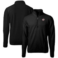 Men's Cutter & Buck  Black UMass Minutemen Cascade Eco Sherpa Fleece Quarter-Zip Pullover Jacket