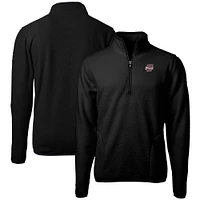 Men's Cutter & Buck  Black UMass Minutemen Cascade Eco Sherpa Fleece Quarter-Zip Pullover Jacket
