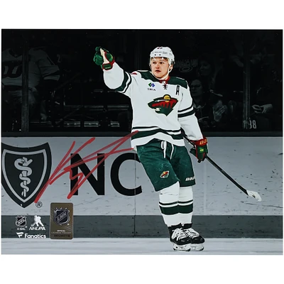 Kirill Kaprizov Minnesota Wild Autographed 8" x 10" White Jersey Celebrating Spotlight Photograph