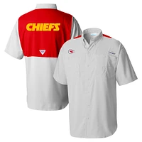 Men's Columbia  Gray Kansas City Chiefs Tamiami Color Block Omni-Shade Button-Down Shirt