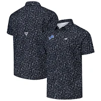 Men's Columbia PFG Black Detroit Lions Super Slack Tide Omni-Wick Button-Up Shirt