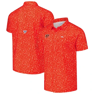 Men's Columbia PFG Orange Cincinnati Bengals Super Slack Tide Omni-Wick Button-Up Shirt