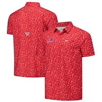 Men's Columbia PFG Red Buffalo Bills Super Slack Tide Omni-Wick Button-Up Shirt