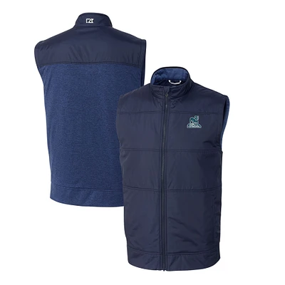 Men's Cutter & Buck Navy Citadel Bulldogs Big Tall Stealth Hybrid Quilted Full-Zip DryTec Windbreaker Vest