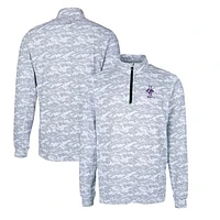 Men's Cutter & Buck Charcoal Kansas State Wildcats Big Tall Traverse Camo Print Stretch Quarter-Zip DryTec Top