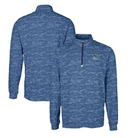 Men's Cutter & Buck Navy Citadel Bulldogs Big Tall Traverse Camo Print Stretch Quarter-Zip DryTec Top