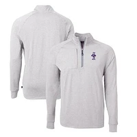 Men's Cutter & Buck Heather Kansas State Wildcats Big Tall Adapt Eco Knit Quarter-Zip Top