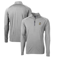 Men's Cutter & Buck Gray ETSU Buccaneers Big Tall Adapt Eco Knit Stretch Recycled Raglan Quarter-Zip DryTec Top