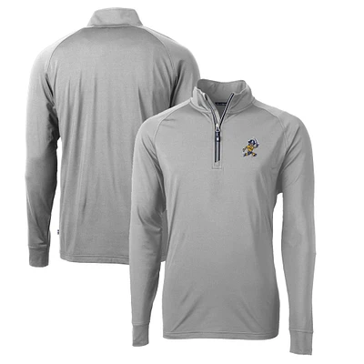 Men's Cutter & Buck Gray ETSU Buccaneers Big Tall Adapt Eco Knit Stretch Recycled Raglan Quarter-Zip DryTec Top