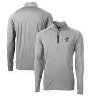 Men's Cutter & Buck Gray ETSU Buccaneers Big Tall Adapt Eco Knit Stretch Recycled Raglan Quarter-Zip DryTec Top