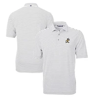 Men's Cutter & Buck Gray ETSU Buccaneers Big Tall Virtue Eco Pique Stripe Recycled DryTec Polo