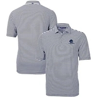 Men's Cutter & Buck Navy George Washington University Big Tall Virtue Eco Pique Stripe Recycled DryTec Polo