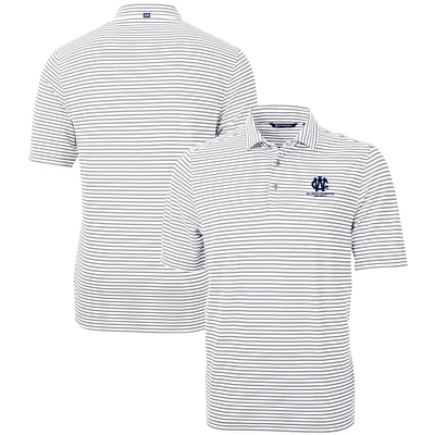 Men's Cutter & Buck Gray George Washington University Big Tall Virtue Eco Pique Stripe Recycled DryTec Polo