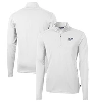 Men's Cutter & Buck White Dayton Flyers Big Tall Virtue Eco Pique Recycled Quarter-Zip DryTec Top