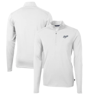 Men's Cutter & Buck White Dayton Flyers Big Tall Virtue Eco Pique Recycled Quarter-Zip DryTec Top
