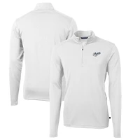 Men's Cutter & Buck White Dayton Flyers Big Tall Virtue Eco Pique Recycled Quarter-Zip DryTec Top