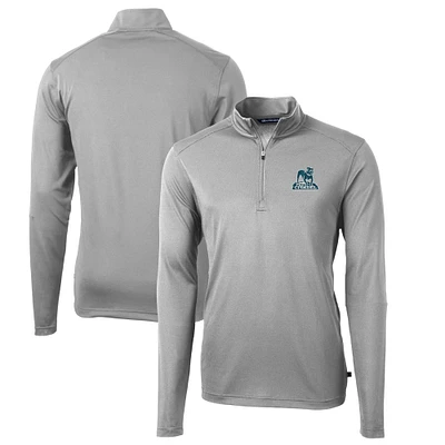 Men's Cutter & Buck Gray Citadel Bulldogs Big Tall Virtue Eco Pique Recycled Quarter-Zip DryTec Top
