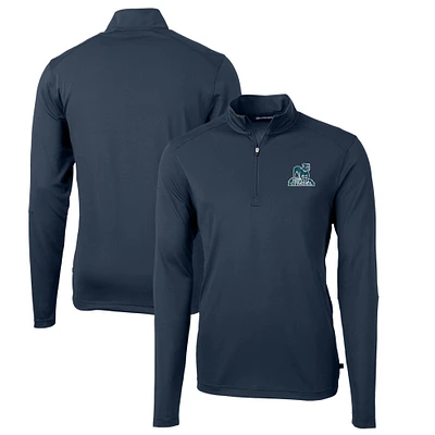 Men's Cutter & Buck Navy Citadel Bulldogs Big Tall Virtue Eco Pique Recycled Quarter-Zip DryTec Top