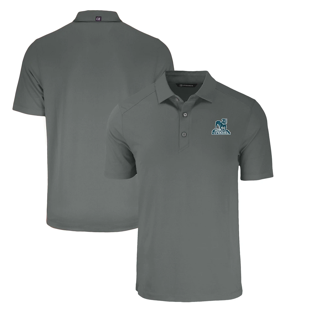 Men's Cutter & Buck Gray Citadel Bulldogs Big Tall Forge Eco Stretch Recycled Polo