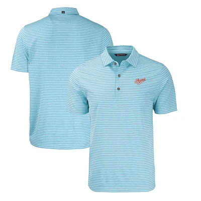 Men's Cutter & Buck Light Blue Dayton Flyers Big Tall Forge Eco Stripe Stretch Recycled Polo