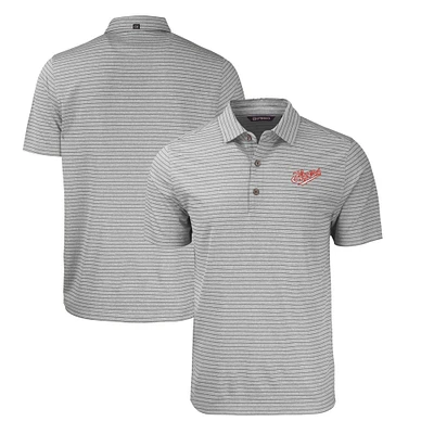 Men's Cutter & Buck Heather Gray Dayton Flyers Big Tall Forge Eco Stripe Stretch Recycled Polo