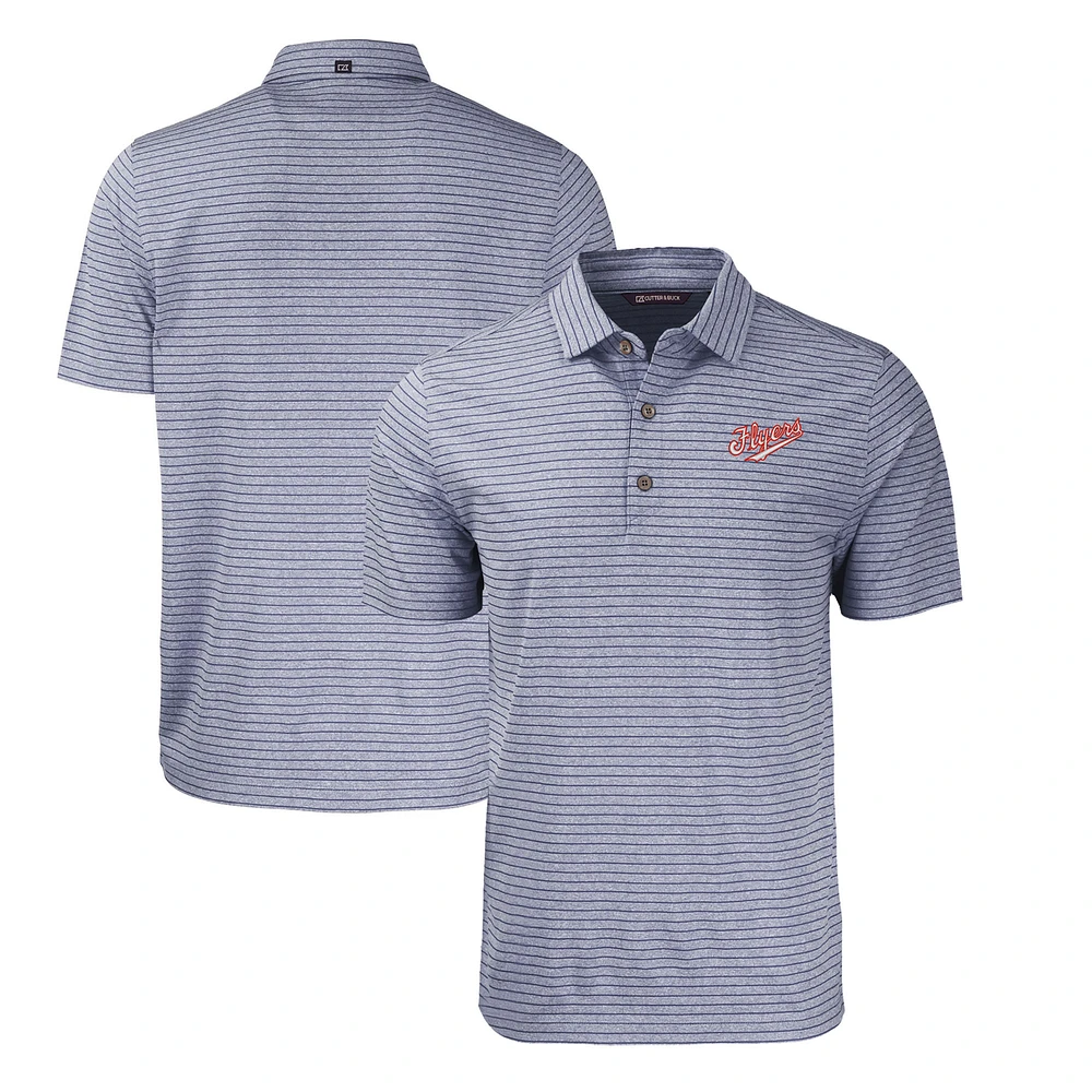 Men's Cutter & Buck Heather Navy Dayton Flyers Big Tall Forge Eco Stripe Stretch Recycled Polo