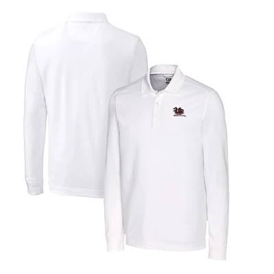 Men's Cutter & Buck White South Carolina Gamecocks Big Tall Tri-Blend Pique Long Sleeve DryTec Polo