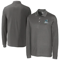 Men's Cutter & Buck Gray Citadel Bulldogs Big Tall Tri-Blend Pique Long Sleeve DryTec Polo
