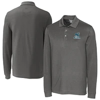 Men's Cutter & Buck Gray Citadel Bulldogs Big Tall Tri-Blend Pique Long Sleeve DryTec Polo