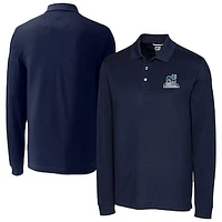 Men's Cutter & Buck Navy Citadel Bulldogs Big Tall Tri-Blend Pique Long Sleeve DryTec Polo