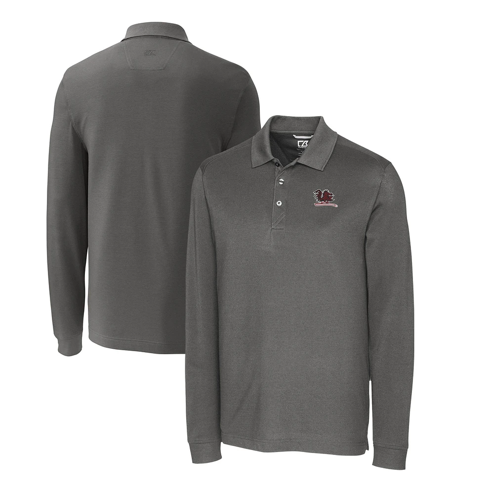 Men's Cutter & Buck South Carolina Gamecocks Big Tall Tri-Blend Pique Long Sleeve DryTec Polo