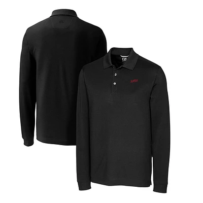 Men's Cutter & Buck SMU Mustangs Big Tall Tri-Blend Pique Long Sleeve DryTec Polo