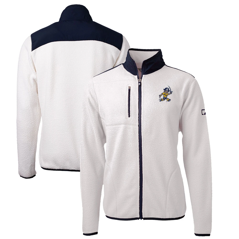 Men's Cutter & Buck Oatmeal ETSU Buccaneers Big Tall Cascade Eco Sherpa Fleece Full-Zip Jacket