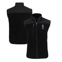 Men's Cutter & Buck Black Kansas State Wildcats Big Tall Cascade Eco Sherpa Fleece Full-Zip Vest