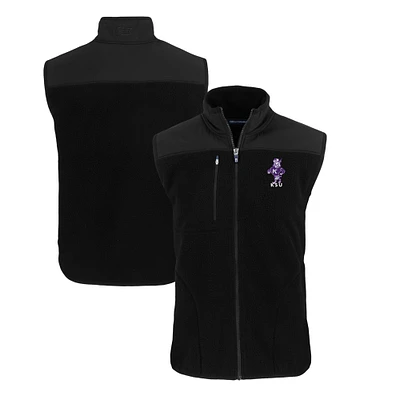 Men's Cutter & Buck Black Kansas State Wildcats Big Tall Cascade Eco Sherpa Fleece Full-Zip Vest