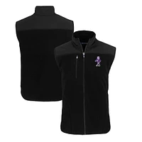 Men's Cutter & Buck Black Kansas State Wildcats Big Tall Cascade Eco Sherpa Fleece Full-Zip Vest