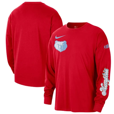 Men's Nike Red Memphis Grizzlies 2024/25 City Edition Courtside Max90 Heavyweight Long Sleeve T-Shirt