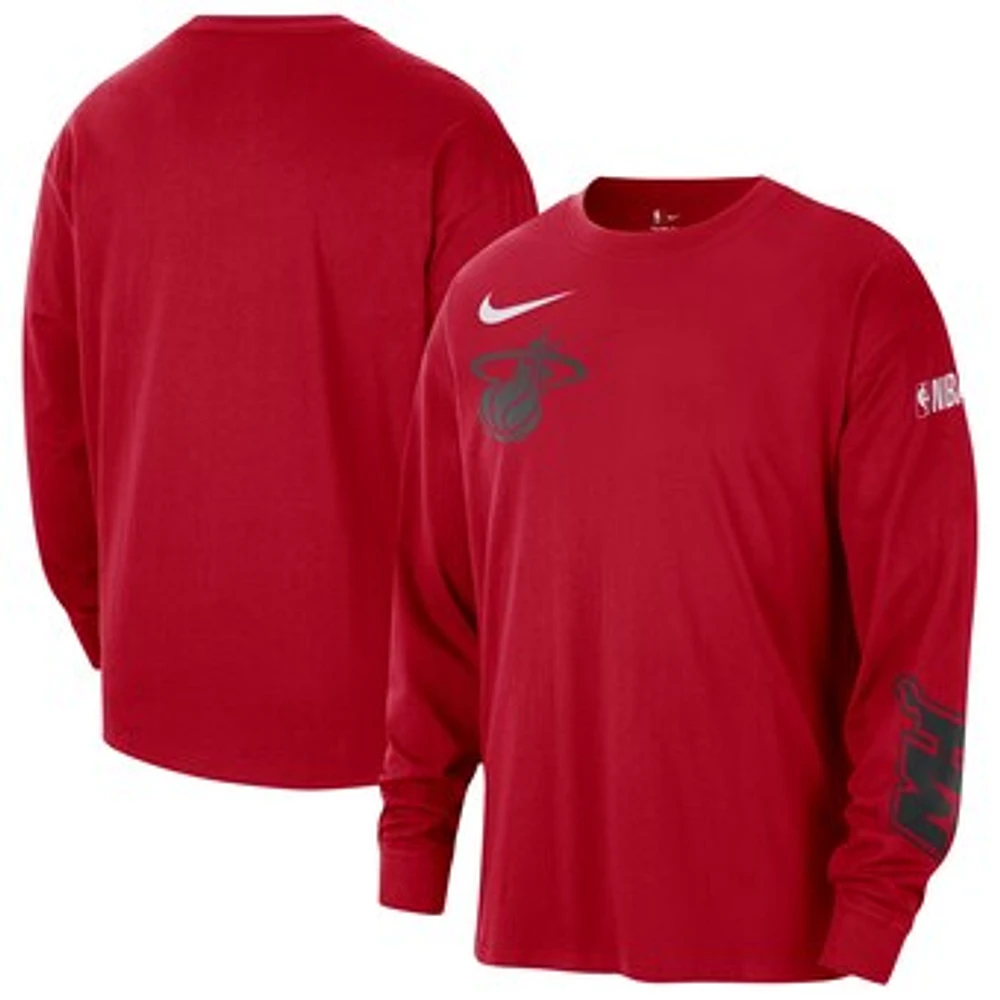 Men's Nike Red Miami Heat 2024/25 City Edition Courtside Max90 Heavyweight Long Sleeve T-Shirt