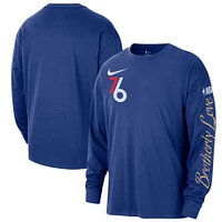 Men's Nike Royal Philadelphia 76ers 2024/25 City Edition Courtside Max90 Heavyweight Long Sleeve T-Shirt