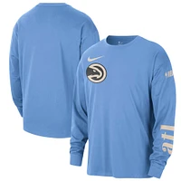 Men's Nike Light Blue Atlanta Hawks 2024/25 City Edition Courtside Max90 Heavyweight Long Sleeve T-Shirt