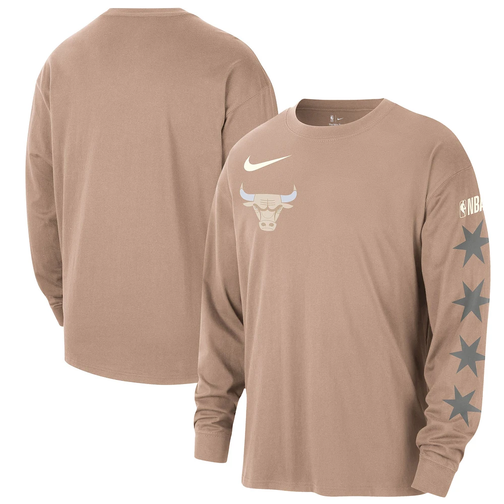 Men's Nike Tan Chicago Bulls 2024/25 City Edition Courtside Max90 Heavyweight Long Sleeve T-Shirt