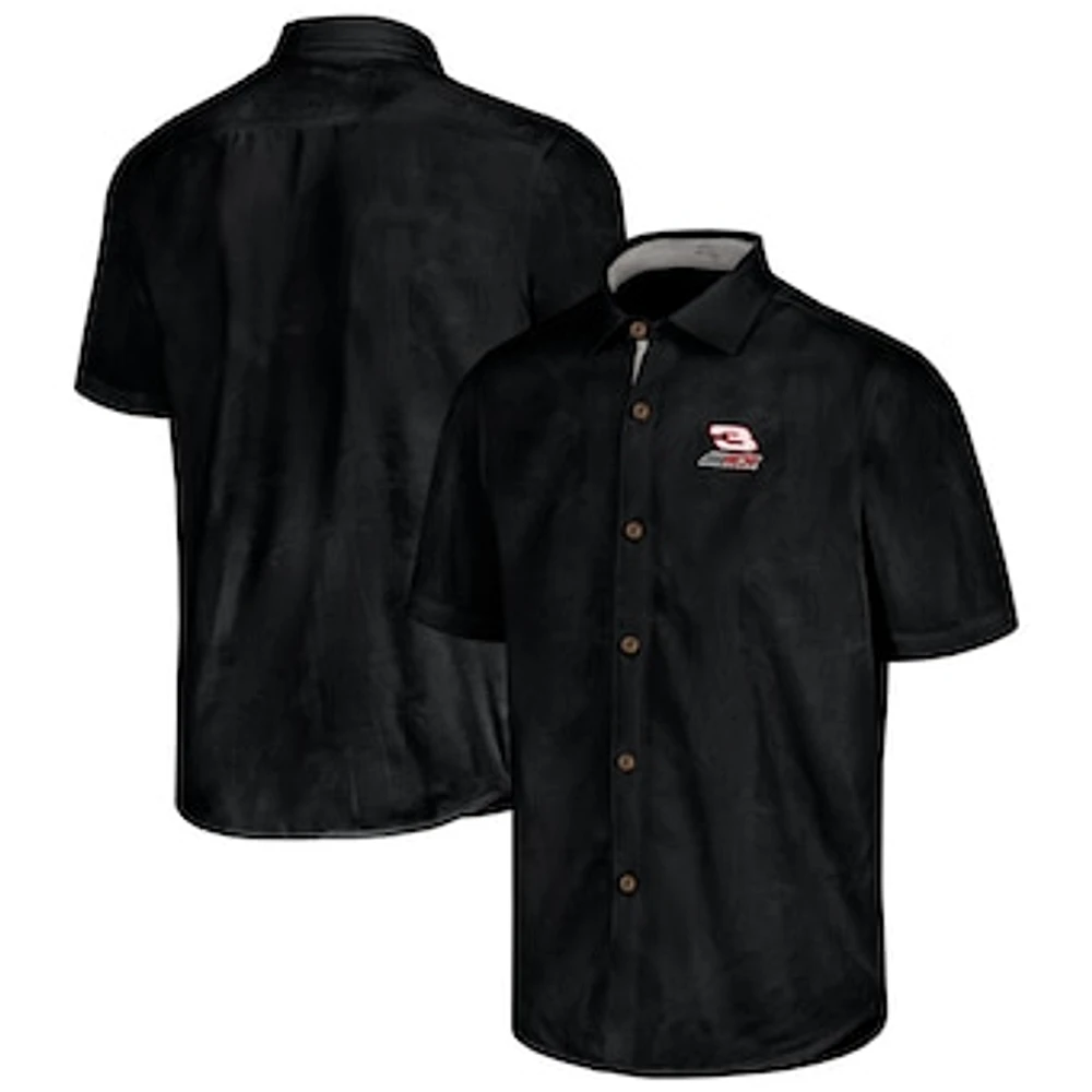 Men's Tommy Bahama Black Dale Earnhardt Sport Coconut Point Palm Vista IslandZone Button-Up Camp Shirt