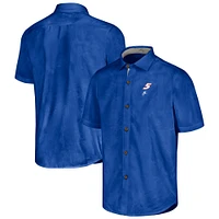 Men's Tommy Bahama Blue Kyle Larson Sport Coconut Point Palm Vista IslandZone Button-Up Camp Shirt