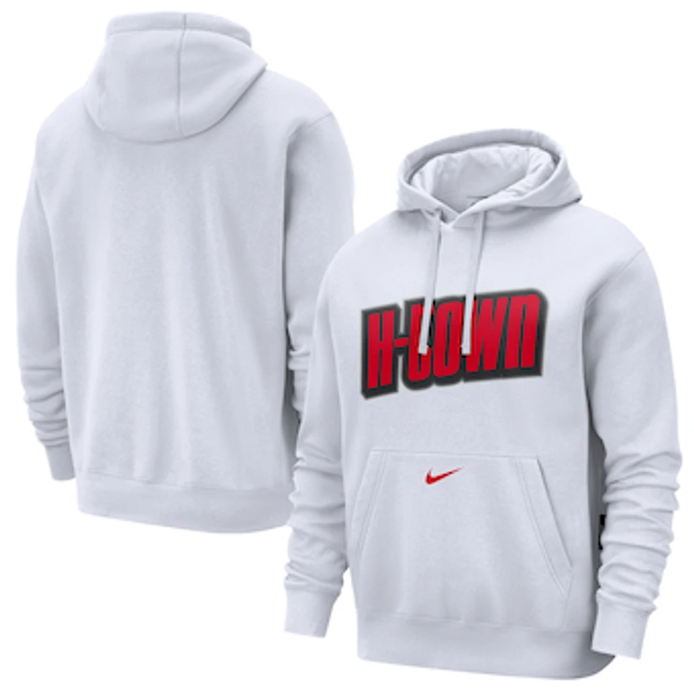 Men's Nike White Houston Rockets 2024/25 City Edition Essential Club Pullover Hoodie