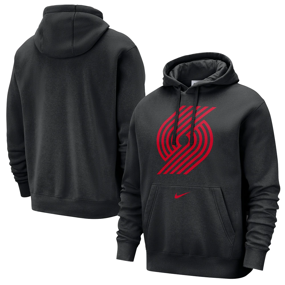 Men's Nike Black Portland Trail Blazers 2024/25 City Edition Essential Club Pullover Hoodie